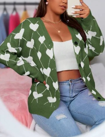 Cardigan SHEIN CURVE, verde