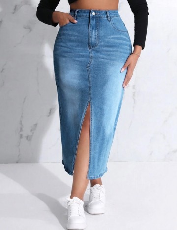 Fusta SHEIN CURVE, albastru
