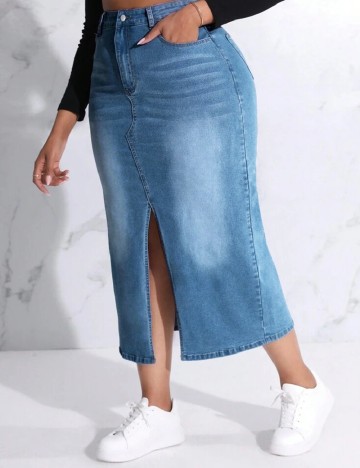 Fusta SHEIN CURVE, albastru