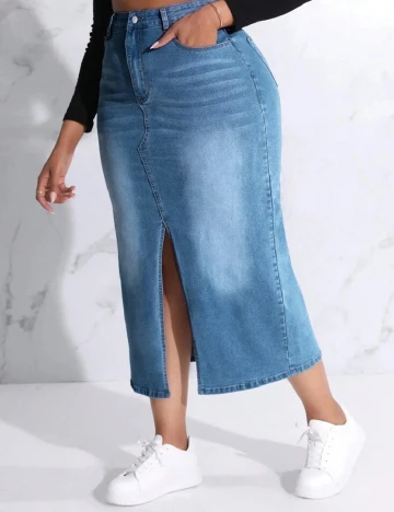 Fusta SHEIN CURVE, albastru