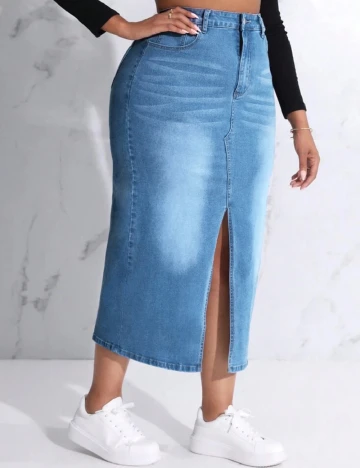 Fusta SHEIN CURVE, albastru