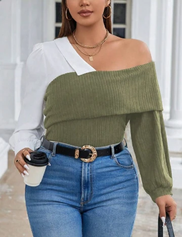Bluza SHEIN CURVE, verde
