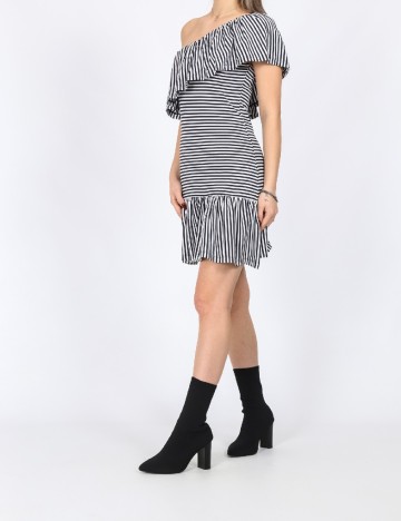 Rochie scurta Motivi, bleumarin inchis/alb
