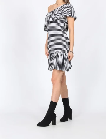 Rochie scurta Motivi, bleumarin inchis/alb