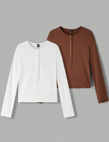 Set bluze 2 bucati SHEIN, alb/maro