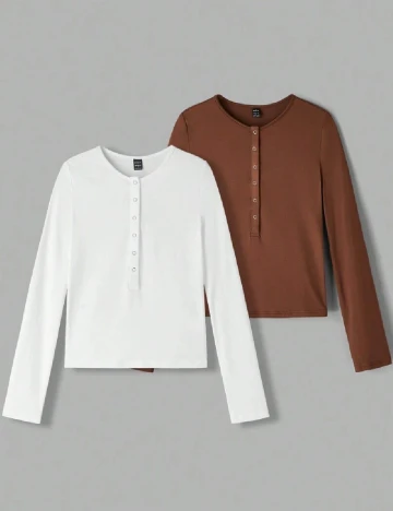 Set bluze 2 bucati SHEIN, alb/maro