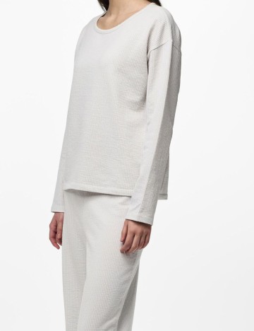 Bluza Pieces, alb/albastru