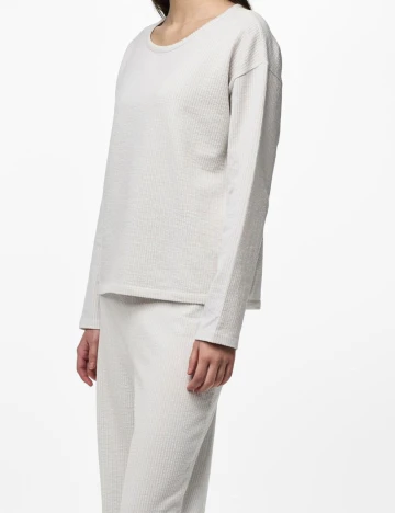 Bluza Pieces, alb/albastru