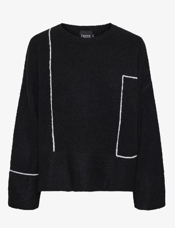 Pulover Pieces, negru