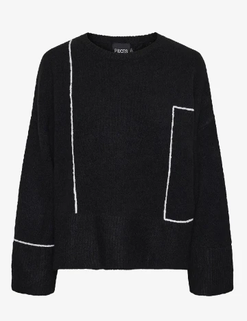 Pulover Pieces, negru