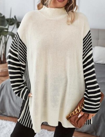 
						Pulover SHEIN CURVE, alb/negru