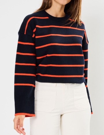 
						Pulover Pieces, bleumarin inchis