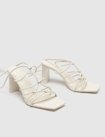 Sandale Stradivarius, crem