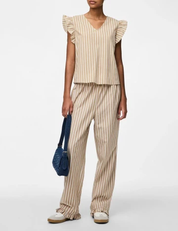 Pantaloni Pieces, maro Maro