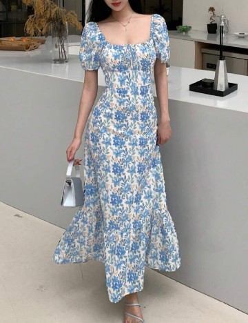 Rochie lunga Dazy, floral print