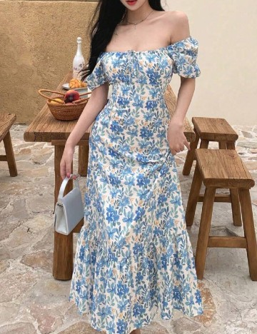 Rochie lunga Dazy, floral print