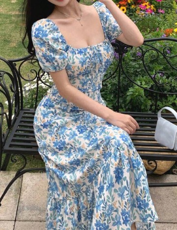 Rochie lunga Dazy, floral print