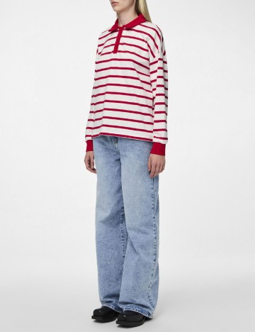
						Bluza Pieces, alb/roz