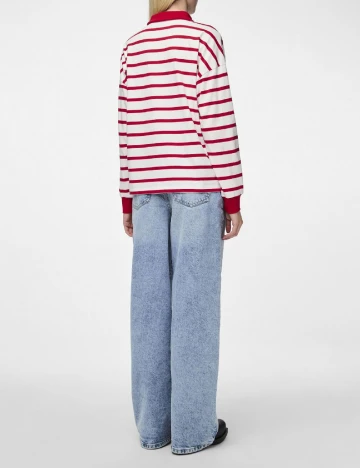 Bluza Pieces, alb/roz