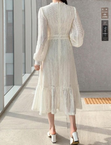 Rochie medie Dazy, ecru