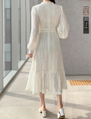 Rochie medie Dazy, ecru