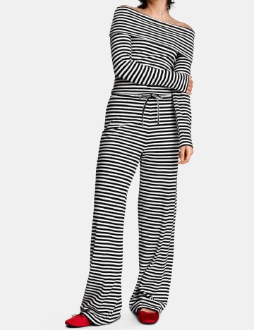 Bluza Pieces, alb/negru