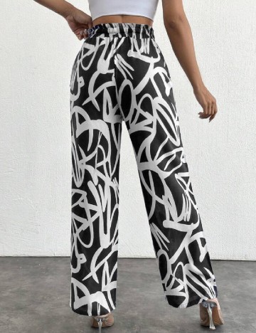 Pantaloni SHEIN, alb/negru