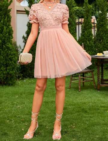 Rochie scurta Simplee, roz