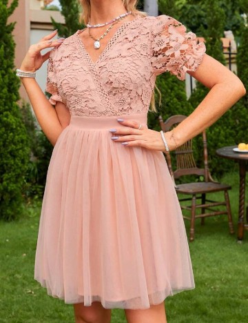 Rochie scurta Simplee, roz