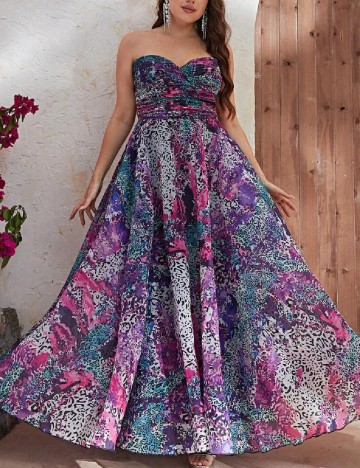 Rochie lunga Giffniseti Plus Size, mix culori