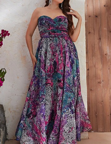 Rochie lunga Giffniseti Plus Size, mix culori