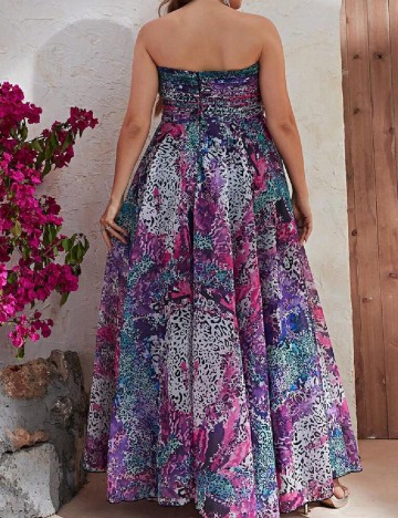 Rochie lunga Giffniseti Plus Size, mix culori