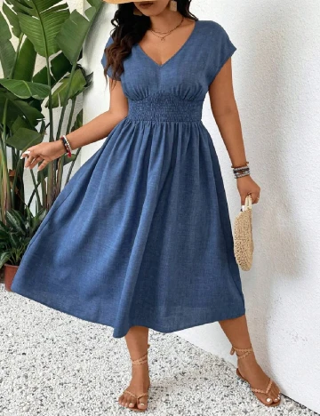 Rochie medie SHEIN CURVE, albastru