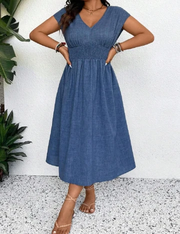 Rochie medie SHEIN CURVE, albastru