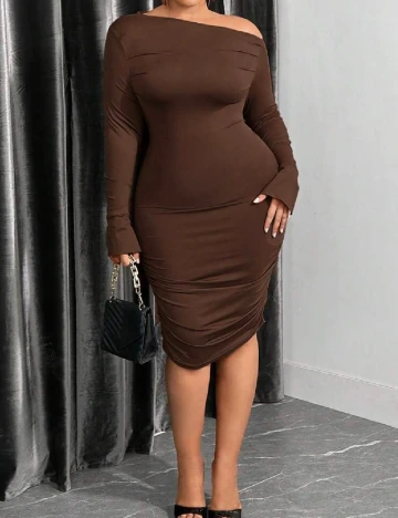 Rochie scurta SHEIN CURVE, maro