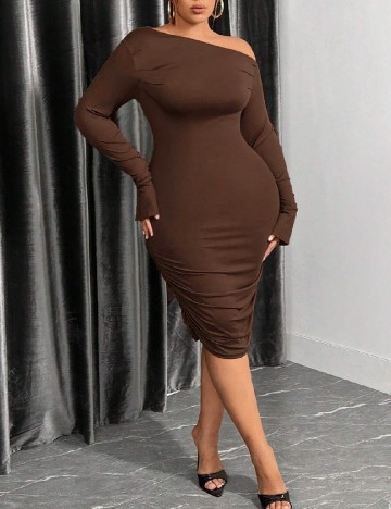 Rochie scurta SHEIN CURVE, maro