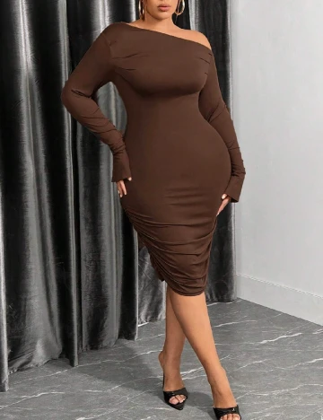 Rochie scurta SHEIN CURVE, maro
