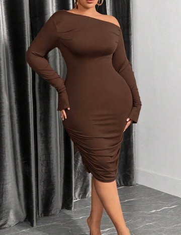 Rochie scurta SHEIN CURVE, maro