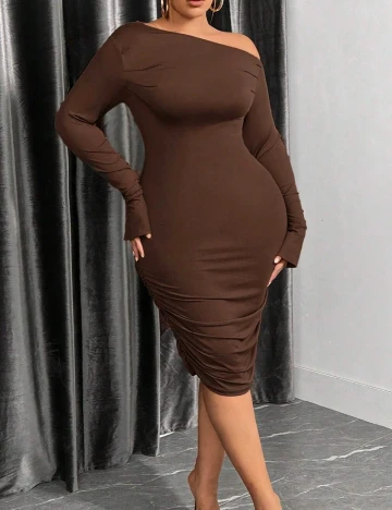 Rochie scurta SHEIN CURVE, maro