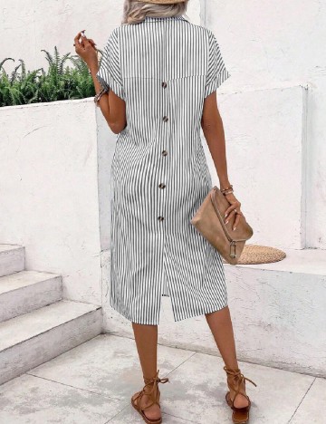 Rochie medie SHEIN, alb/gri