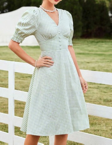 Rochie medie SHEIN, verde/alb