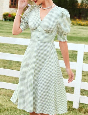 Rochie medie SHEIN, verde/alb