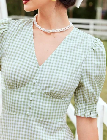 Rochie medie SHEIN, verde/alb Verde