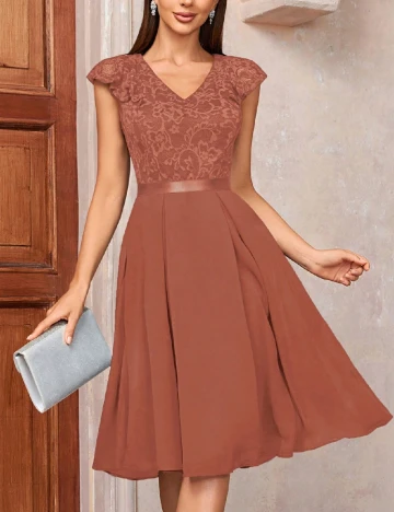 Rochie scurta Miusol, caramiziu