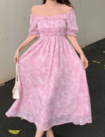 Rochie medie Dazy, roz Roz