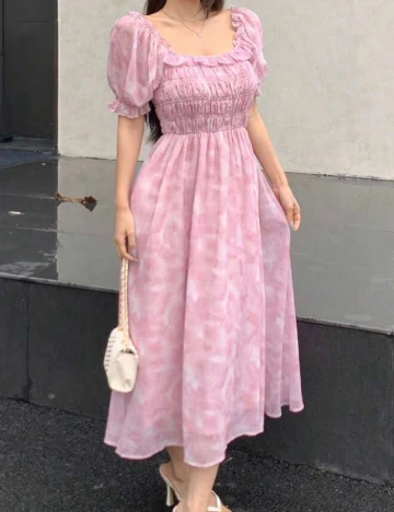 Rochie medie Dazy, roz Roz