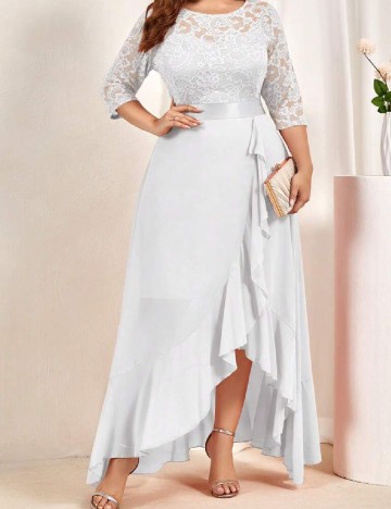 Rochie lunga Miusol Plus Size, alb