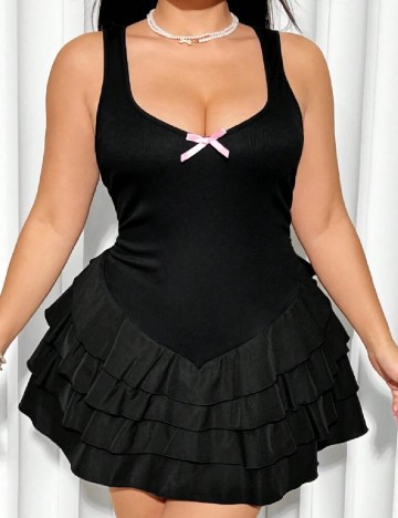 Rochie scurta Plus Size SHEIN CURVE, negru