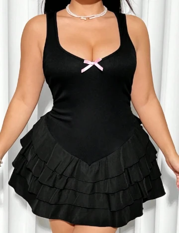 Rochie scurta Plus Size SHEIN CURVE, negru