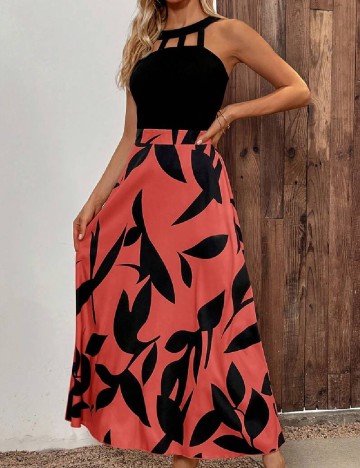 Rochie lunga SHEIN, negru/caramiziu